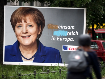 Beschmiertes CDU-Wahlplakat zur Europawahl, über dts Nachrichtenagentur