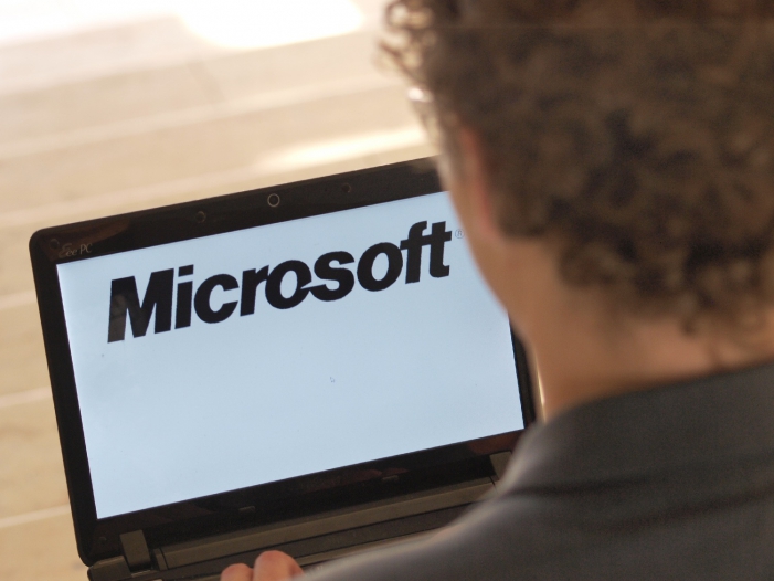 Microsoft-Logo auf einem Computer, über dts Nachrichtenagentur
